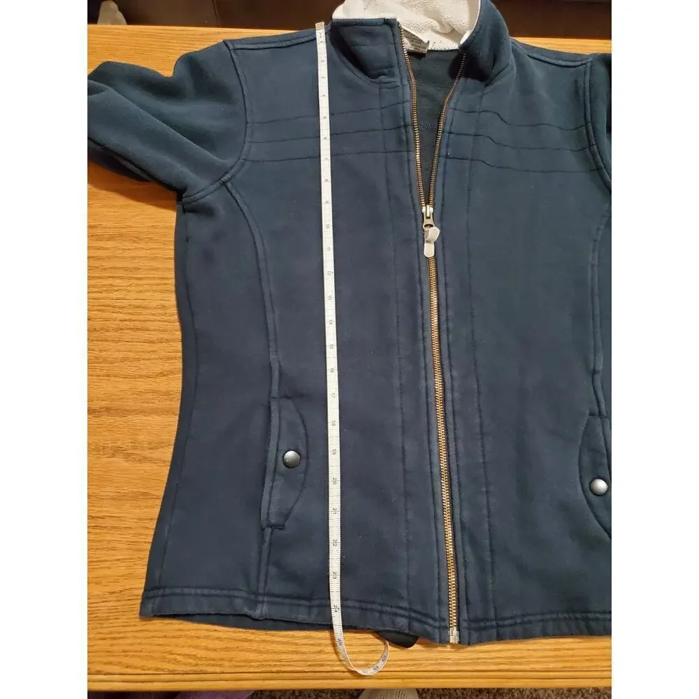 Columbia Women’s Full Zip Fleece Jacket Size M Navy Blue Sherpa Lined Soft Warm